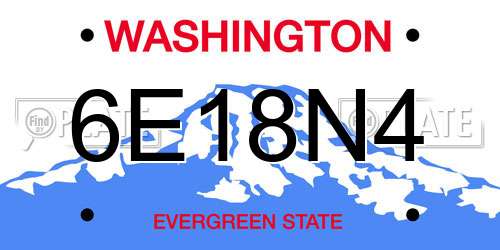 6E18N4 Washington License Plate