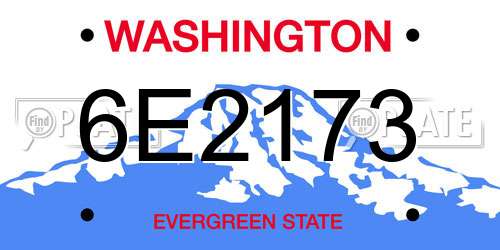 6E2173 Washington License Plate