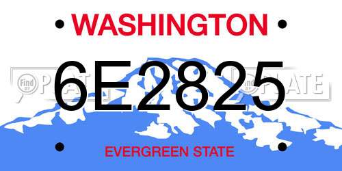 6E2825 Washington License Plate