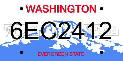 6EC2412 Washington License Plate