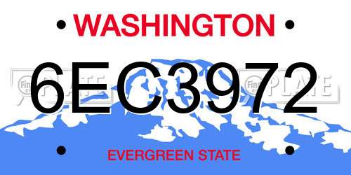 6EC3972 Washington License Plate
