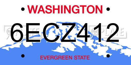 6ECZ412 Washington License Plate
