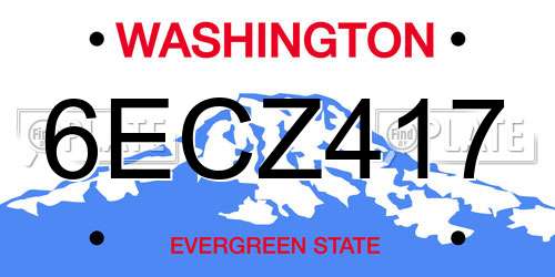 6ECZ417 Washington License Plate