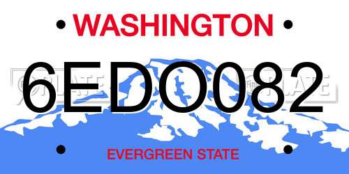 6EDO082 Washington License Plate