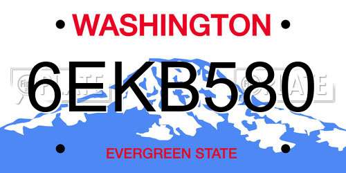 6EKB580 Washington License Plate