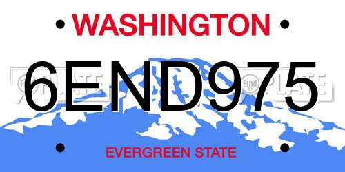6END975 Washington License Plate