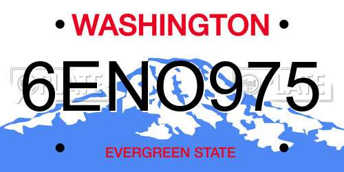 6ENO975 Washington License Plate