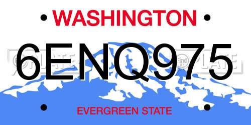 6ENQ975 Washington License Plate