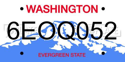 6EOQ052 Washington License Plate