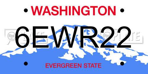 6EWR22 Washington License Plate