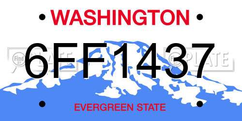 6FF1437 Washington License Plate