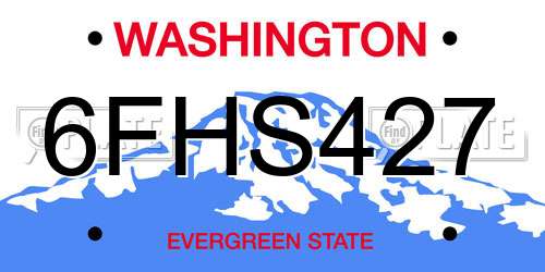 6FHS427 Washington License Plate