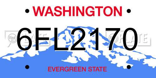 6FL2170 Washington License Plate