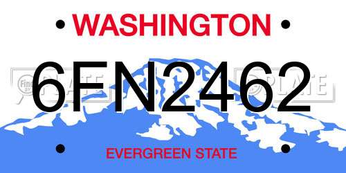 6FN2462 Washington License Plate