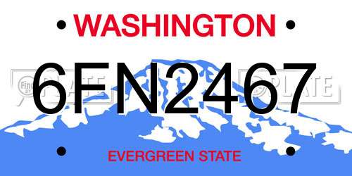 6FN2467 Washington License Plate