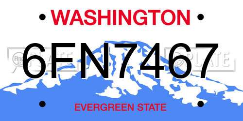 6FN7467 Washington License Plate
