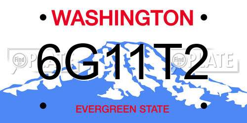 6G11T2 Washington License Plate