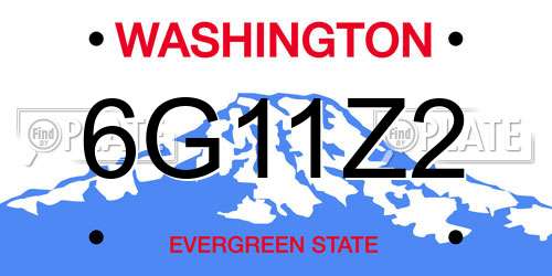 6G11Z2 Washington License Plate