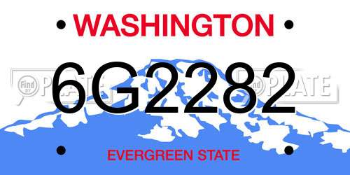6G2282 Washington License Plate