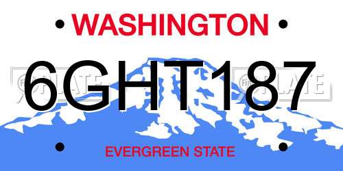 6GHT187 Washington License Plate