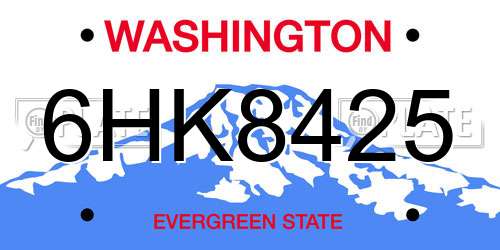 6HK8425 Washington License Plate