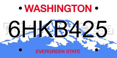 6HKB425 Washington License Plate