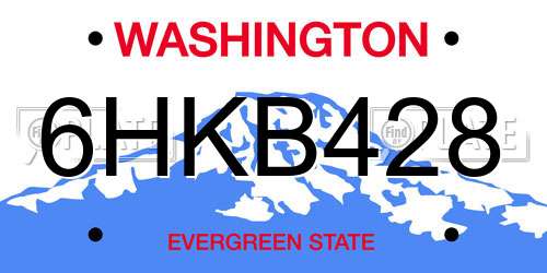 6HKB428 Washington License Plate