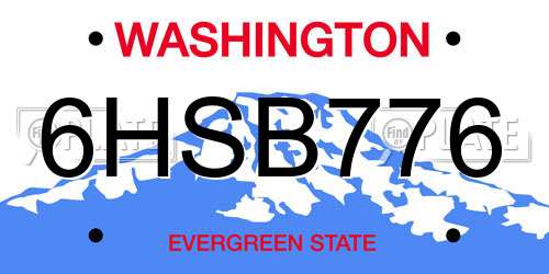 6HSB776 Washington License Plate