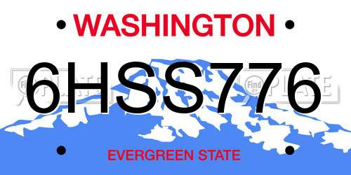 6HSS776 Washington License Plate
