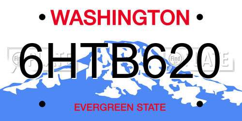 6HTB620 Washington License Plate