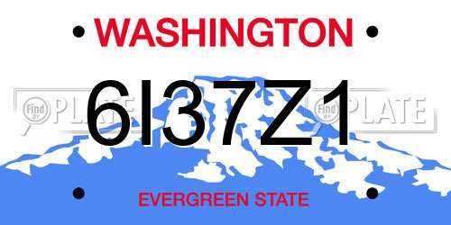 6I37Z1 Washington License Plate