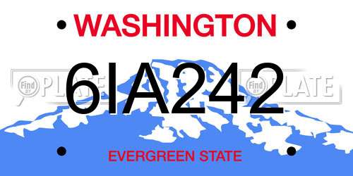 6IA242 Washington License Plate