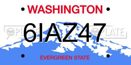 6IAZ47 Washington License Plate