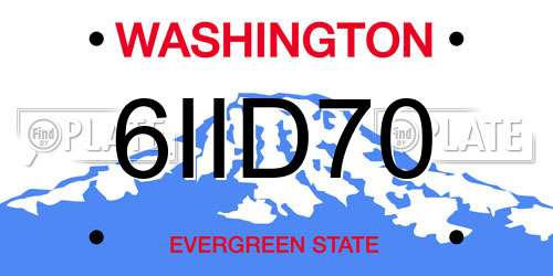 6IID70 Washington License Plate