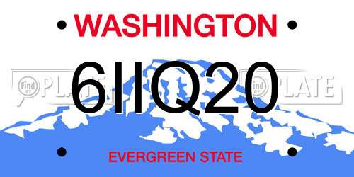 6IIQ20 Washington License Plate