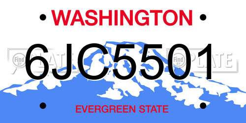 6JC5501 Washington License Plate