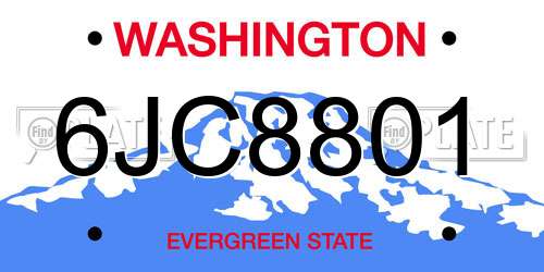 6JC8801 Washington License Plate