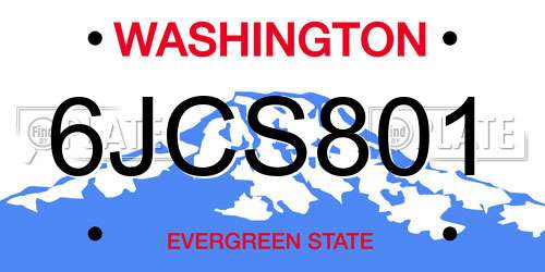 6JCS801 Washington License Plate