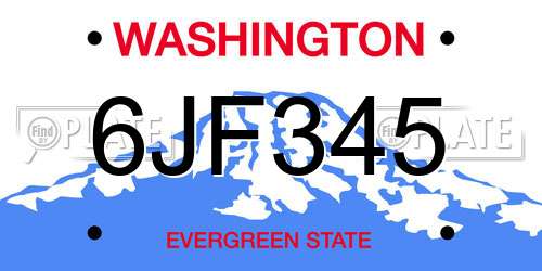 6JF345 Washington License Plate