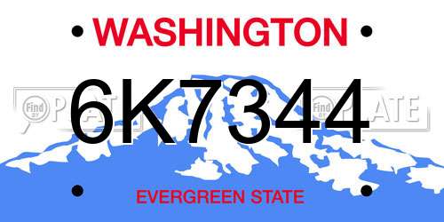 6K7344 Washington License Plate