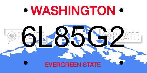 6L85G2 Washington License Plate