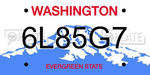 6L85G7 Washington License Plate