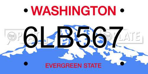 6LB567 Washington License Plate