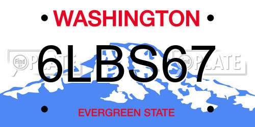 6LBS67 Washington License Plate