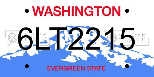 6LT2215 Washington License Plate