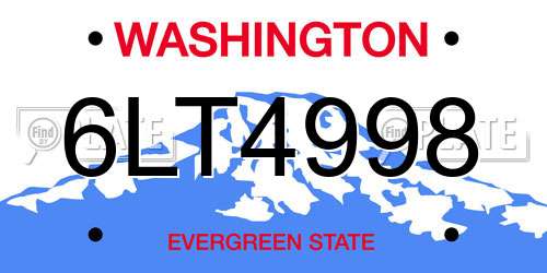 6LT4998 Washington License Plate