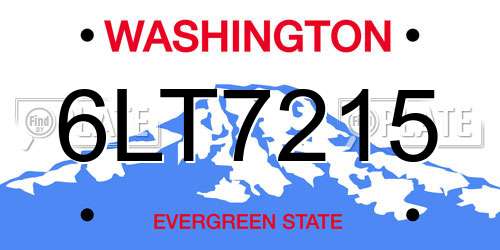 6LT7215 Washington License Plate