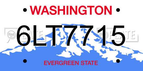 6LT7715 Washington License Plate