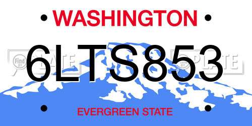 6LTS853 Washington License Plate