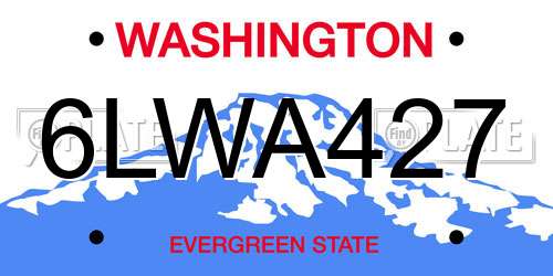 6LWA427 Washington License Plate